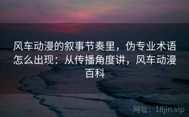 风车动漫的叙事节奏里，伪专业术语怎么出现：从传播角度讲，风车动漫百科